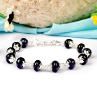Blue Sapphire faceted Bracelet - Button Shaped - I