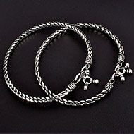 Silver Anklets - Set of 2