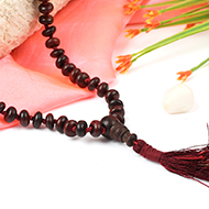 Red sandalwood elliptical beads mala - 8mm