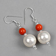 Pearl and Coral bead Earrings - III