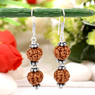 Earrings of Semi chikna Rudraksha Beads - Design I