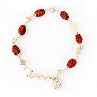 2 Mukhi with Moonstone bracelet in Silver caps