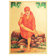 Sri Sai Baba Photo in Golden Sheet - Large