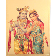 Radhe Krishna Photo in Golden Sheet - Large I