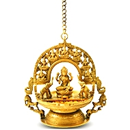 Hanging GajaLaxmi Idol with Shreeyantra in Brass