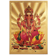 Ganesha on Lotus Photo in Golden Sheet - Large
