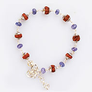 7 Mukhi with Blue Sapphire bracelet in silver caps