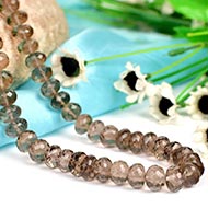 Smoky Quartz Faceted Button Shaped Beads Necklace