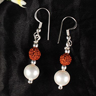 Rudraksha and Pearl Earring set