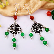Rudraksha and Green Jade earring - I