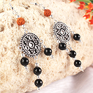 Rudraksha Black Agate Earrings - II