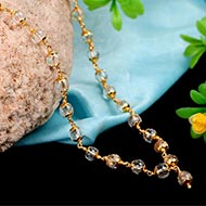 Sphatik Diamond cut mala in gold - 6mm - I