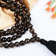 Smoky Quartz Round faceted mala - 8 mm