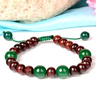 Red Sandalwood and Green Onyx Bracelet