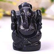 Blue Sunstone Ganesha - 70 gms - Right Trunk