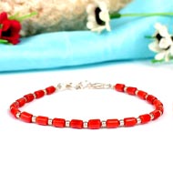 Cylindrical Coral Bracelet in pure silver - II
