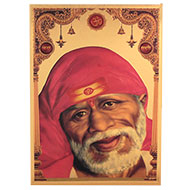 Lord Sainath Photo in Golden Sheet - Large