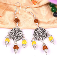 Rudraksha Yellow Jade Earrings
