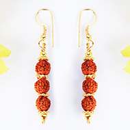 Rudraksha and Gold Earring Set with gold chakri - 7mm