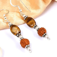 Tiger Eye and Rudraksha Earring - IV