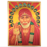 Lord Sai Baba Photo in Golden Sheet - Large