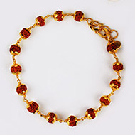 Rudraksha punchmukhi Bracelet with pure gold flower caps