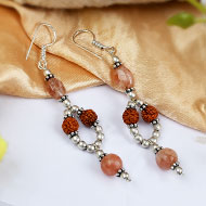 Rudraksha and Sunstone earring - I