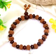 7 mukhi Mahalaxmi bracelet from Java with Red Sandalwood beads