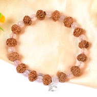 7 mukhi Mahalaxmi bracelet from Java with Rose Quartz beads