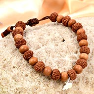 7 mukhi Mahalaxmi bracelet from Java with Sandalwood beads