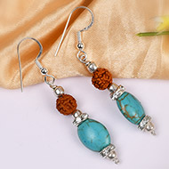 Rudraksha and Turquoise earring