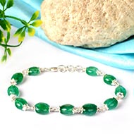 Emerald Bracelet in silver caps