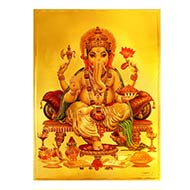 Ganesh Photo in Golden Sheet - Large
