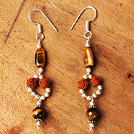 Rudraksha Tiger Eye Earrings - I 