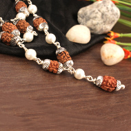 2 mukhi with Pearl mala in self designed caps