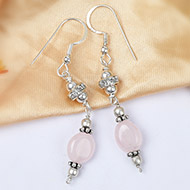 Rose Quartz Oval bead Earring