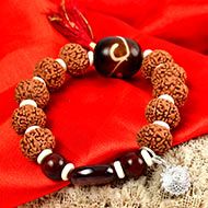 9 Mukhi Rudraksha with Gomed and Red Sandalwood Bracelet