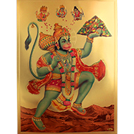 Lord Bajrangbali Photo in Golden Sheet - Large