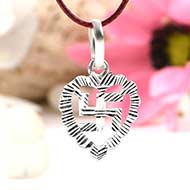 Swastik Locket with heart in pure silver