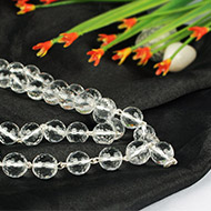 Sphatik Diamond cut mala in silver