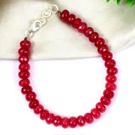 Ruby faceted Bracelet - Elliptical beads