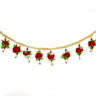 Red Flower Door Bandarwal with Bells
