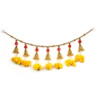 Yellow Marigold Flower Toran with Bells