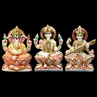 Ganesh Lakshmi Saraswati Idol In Marble - II