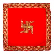 Swastik Design Square Puja Altar Cloth