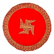 Swastik Design Round Puja Altar Cloth