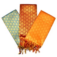Golden Designer Silk Puja Shawl