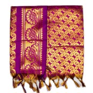 Golden Flower Design Silk Puja Shawl