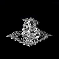 Ganesha Incense stand in pure silver - III