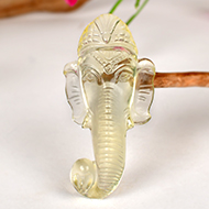 Ganesha Face in Lemon Topaz - 122.35 carat - Right Trunk